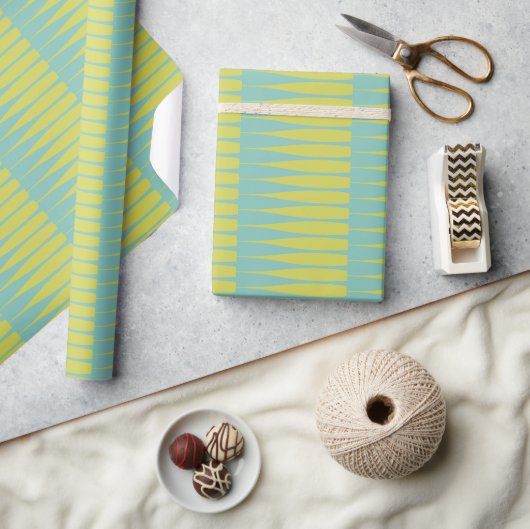 Striation Aqua Chartreuse Streep Inpakpapier (Crafts)