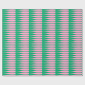 Striation Preppy Pink Green Stripe Wrapping Paper Cadeaupapier (Vlak)
