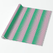 Striation Preppy Pink Green Stripe Wrapping Paper Cadeaupapier (Uitgerold)