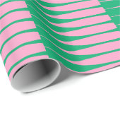 Striation Preppy Pink Green Stripe Wrapping Paper Cadeaupapier (Rol Hoek)