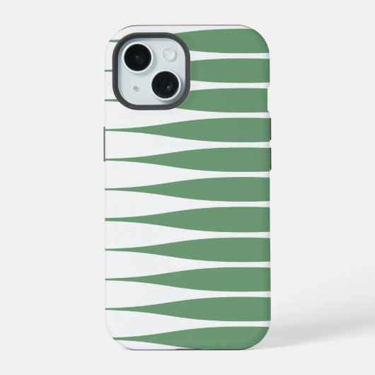 Striation Witte en Groene iPhone Hoes 15 Case (Achterkant)
