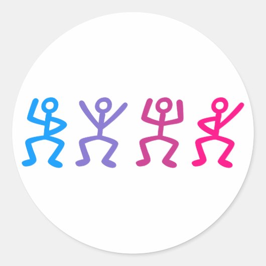 Strichmännchen stick figures ronde sticker (Voorkant)