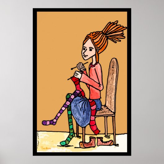 strickendes dreadlocksmädchen poster (Voorkant)