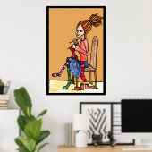 strickendes dreadlocksmädchen poster (Thuiskantoor)