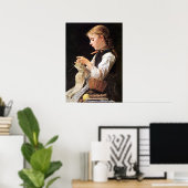 Strickendes Mädchen Knitting Girl Poster (Thuiskantoor)