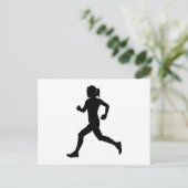 Stride in Grace: Vrouw marathon loper silhouet Briefkaart (Staand voorkant)