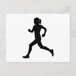Stride in Grace: Vrouw marathon loper silhouet Briefkaart