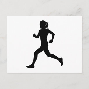 Stride in Grace: Vrouw marathon loper silhouet Briefkaart