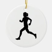 Stride in Grace: Vrouw marathon loper silhouet Keramisch Ornament (Voorkant)