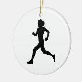 Stride in Grace: Vrouw marathon loper silhouet Keramisch Ornament (Links)