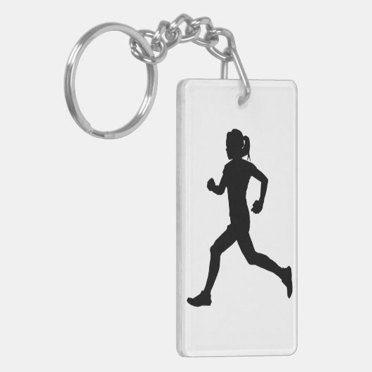 Stride in Grace: Vrouw marathon loper silhouet Sleutelhanger (Voorkant Links)