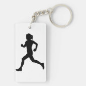 Stride in Grace: Vrouw marathon loper silhouet Sleutelhanger (achterkant)