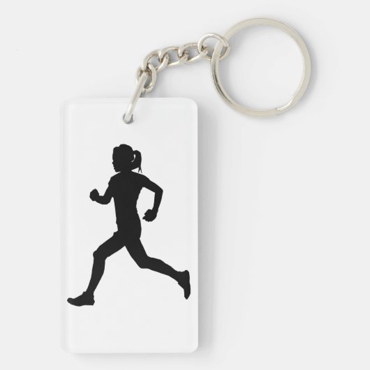Stride in Grace: Vrouw marathon loper silhouet Sleutelhanger (achterkant)