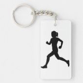 Stride in Grace: Vrouw marathon loper silhouet Sleutelhanger (Voorkant)