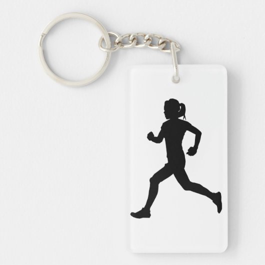 Stride in Grace: Vrouw marathon loper silhouet Sleutelhanger (Voorkant)