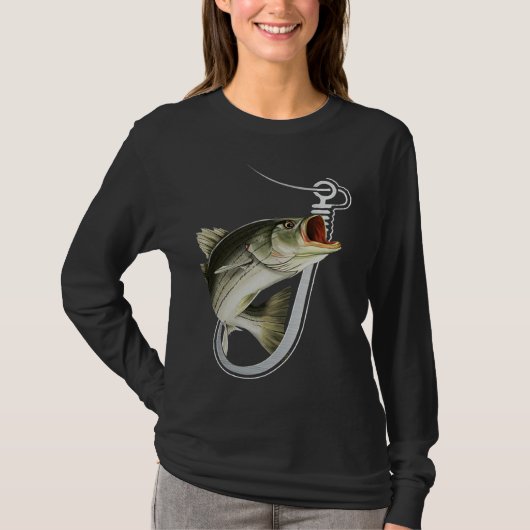 Striiped Bass Fishing Fish Hook T-shirt (Voorkant)