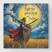 Strijd de goede strijd van het geloof vierkante klok (Voorkant)