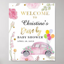 Strijd door Baby shower Parade Pink Floral Welkom Poster