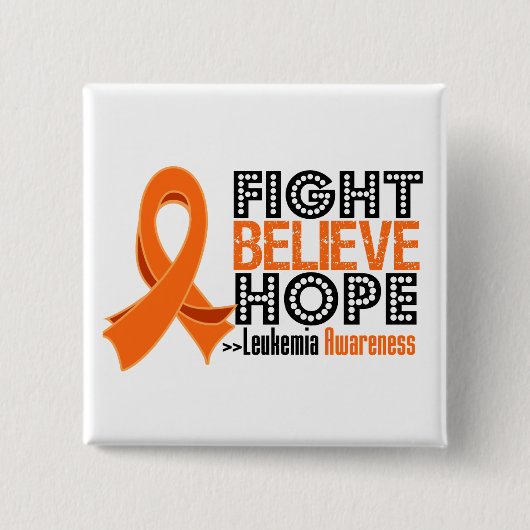 Strijd geloof hoop - leukemie vierkante button 5,1 cm (Voorkant)