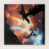 Strijd in de buitenruimte - Draak en Pegasus Legpuzzel (Horizontaal)