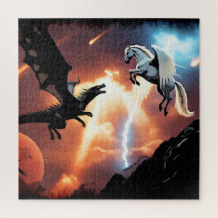 Strijd in de buitenruimte - Draak en Pegasus Legpuzzel