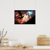 Strijd in de buitenruimte - Draak en Pegasus Poster (Keuken)