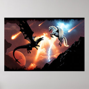 Strijd in de buitenruimte - Draak en Pegasus Poster
