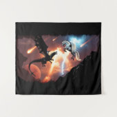 Strijd in de buitenruimte - Draak en Pegasus Wandkleed (Voorkant (horizontaal))