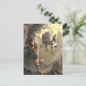 Strijd met de robot briefkaart (Staand voorkant)