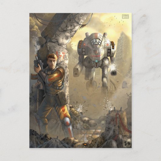 Strijd met de robot briefkaart (Voorkant)