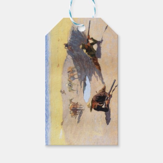 Strijd om het watergat (door Frederic Remington) Cadeaulabel (Voorkant)