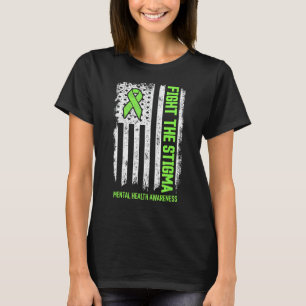 Strijd Stigma Mental Health Awareness US vlag Groe T-shirt