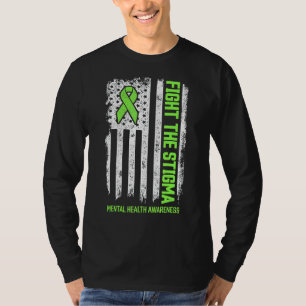 Strijd Stigma Mental Health Awareness US vlag Groe T-shirt