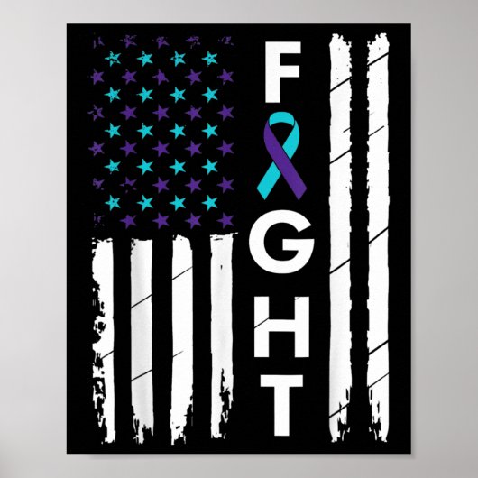 Strijd tegen American Flag Ribbon Zelfmoord Preven Poster (Voorkant)