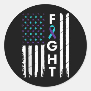 Strijd tegen American Flag Ribbon Zelfmoord Preven Ronde Sticker