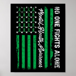 Strijd tegen Amerikaanse vlag Mental Health Awaren Poster
