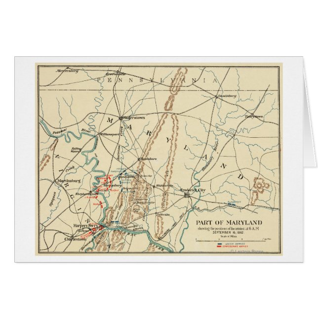 Strijd tegen Antietam - Kaart van de burgeroorlog  (Voorkant Horizontaal)