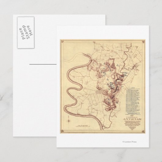 Strijd tegen Antietam - Kaart van de burgeroorlog  (Voorkant / Achterkant)