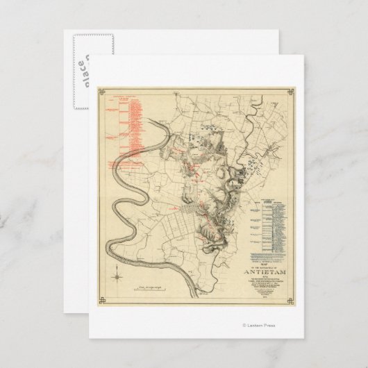 Strijd tegen Antietam - Kaart van de burgeroorlog (Voorkant / Achterkant)