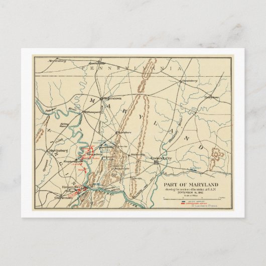 Strijd tegen Antietam - Kaart van de burgeroorlog  (Voorkant)