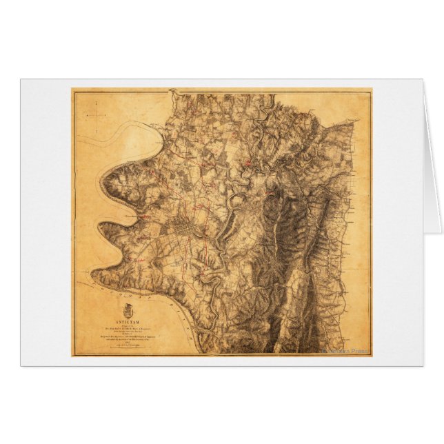 Strijd tegen Antietam - Kaart van de burgeroorlog  (Voorkant Horizontaal)