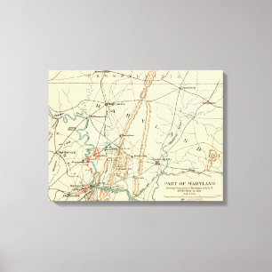 Strijd tegen Antietam - Kaart van de burgeroorlog  Canvas Afdruk
