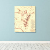 Strijd tegen Antietam - Kaart van de burgeroorlog Canvas Afdruk (Insitu (Houten vloer))
