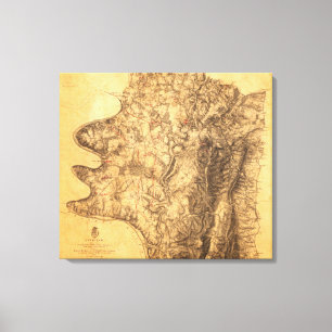 Strijd tegen Antietam - Kaart van de burgeroorlog  Canvas Afdruk