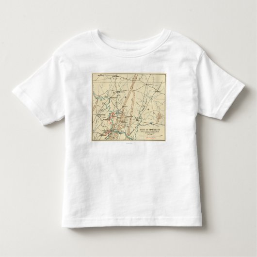 Strijd tegen Antietam - Kaart van de burgeroorlog Kinder Shirts (Voorkant)