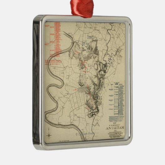 Strijd tegen Antietam - Kaart van de burgeroorlog Metalen Ornament (Rechts)