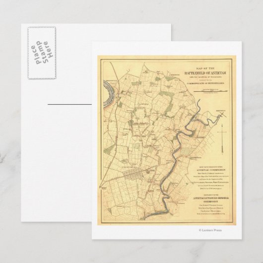 Strijd tegen Antietam - Panoramische Kaart voor de (Voorkant / Achterkant)