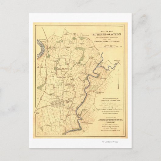 Strijd tegen Antietam - Panoramische Kaart voor de (Voorkant)