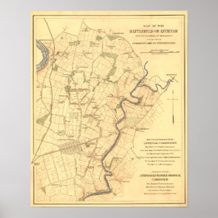 Strijd tegen Antietam - Panoramische Kaart voor de Poster