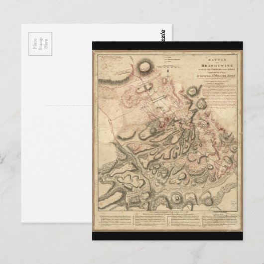 Strijd tegen Brandywine American Revolution Map 17 Briefkaart (Voorkant / Achterkant)